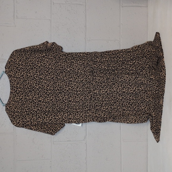 Old Navy Brown Leopard Print Short Sleeve T Shirt Dress, XL, NWT, Casual - Picture 6 of 7